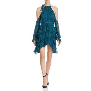 Cinq a Sept Elsa Silk Cold Shoulder Ruffle Dress 4